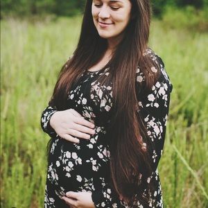 Black floral midi dress